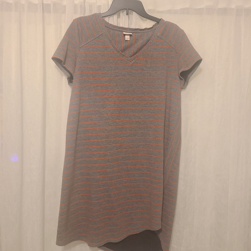 Merona gray w/orange stripes tshirt dress